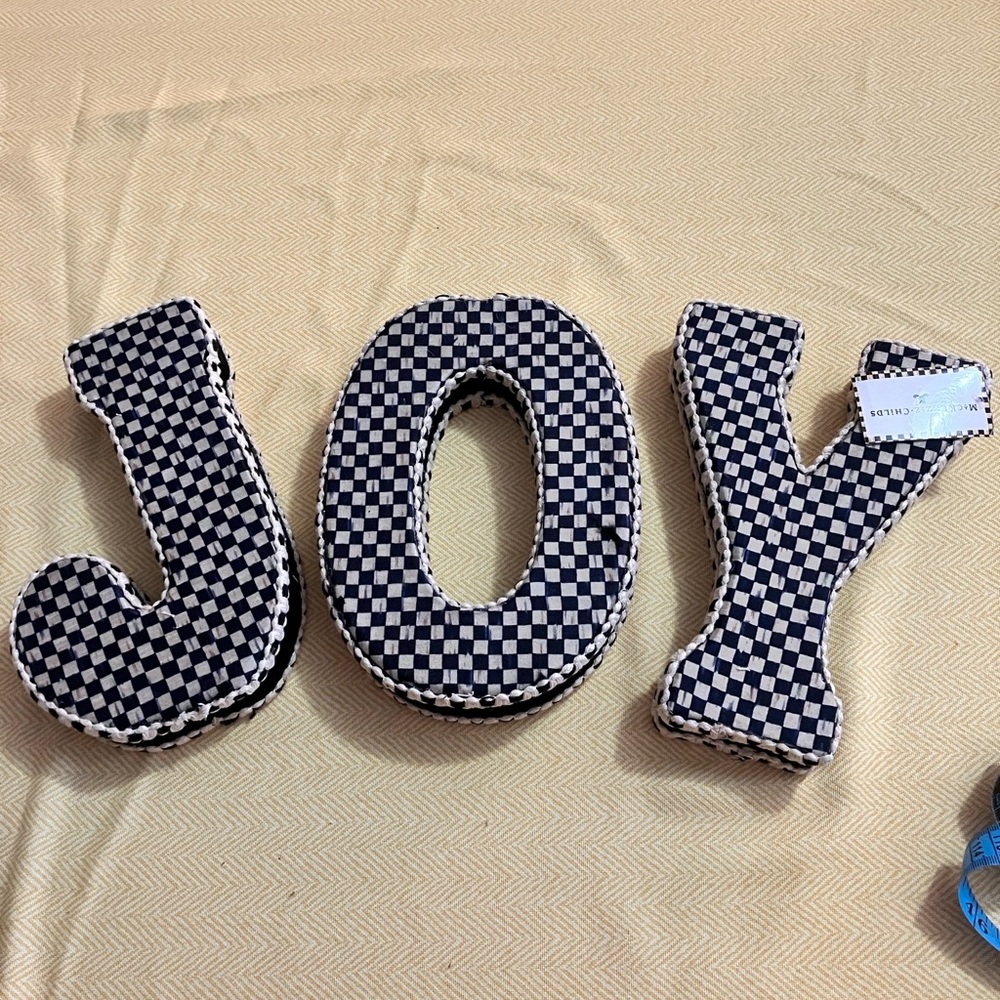 MacKenzie-Childs Courtly JOY Fabric Letter Blocks NWT